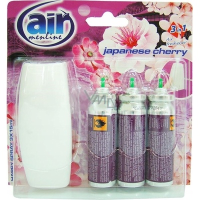 AIR MENLINE Japanesse cherry osviežovač vzduchu sprej a náplne 3 x 15 ml