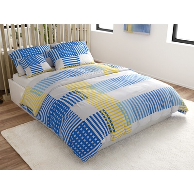 Textilomanie obliečky z mikrosaténu MIRVOLLI bielo-modré 70x90 140x200