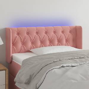 vidaXL LED горна табла за легло, розова, 103x16x78/88 см, кадифе (3123619)