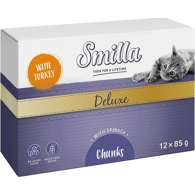 Smilla Deluxe kousky v omáčce s krůtou a špenátem 48 x 85 g