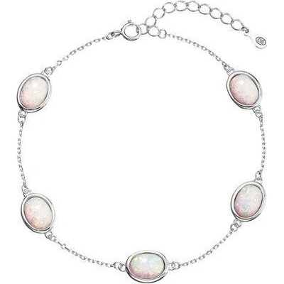 Pavona stříbrný náramek se syntetickými opály bílý ovál 13030.1 white