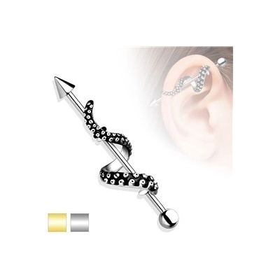 Piercingate Industrial piercing s chapadlem PIN00034 stříbrná