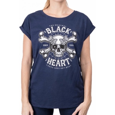 tričko hardcore black heart DEAD PIN UP modrá