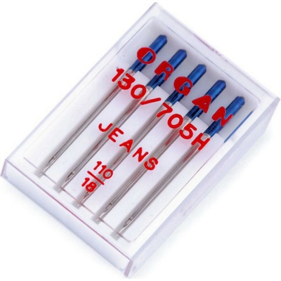 Strojové jehly Jeans 110 Organ nikl 1 krab.