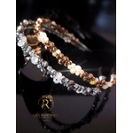 Radi handmade Официална диадема с бежави и кафяво златисти кристали (629)