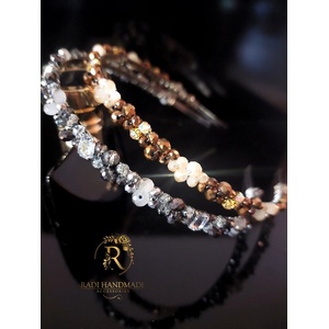 Radi handmade Официална диадема с бежави и кафяво златисти кристали (629)