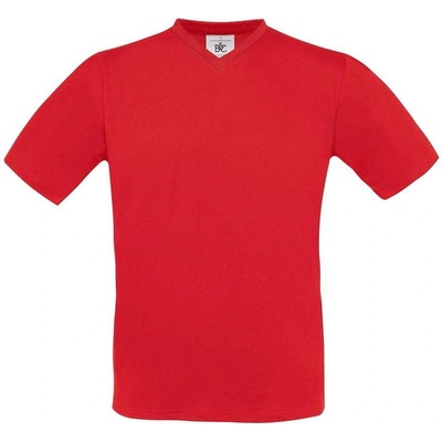 B&C Exact V-Neck tričko s výstrihom do V červené