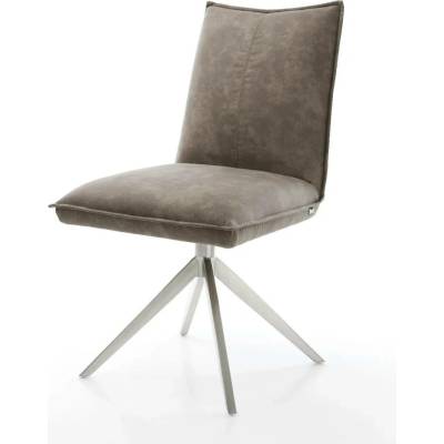 Delife Lelio-Flex mikrovlákno taupe vintage křížová podnož široká nerezová ocel taštičkové pružiny