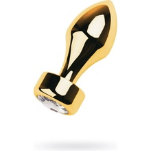 TOYFA Zlatý análny kolík Kov s bielym drahokamom okrúhleho tvaru dĺžka 7 cm priemer 2-3,5 cm 140 gr