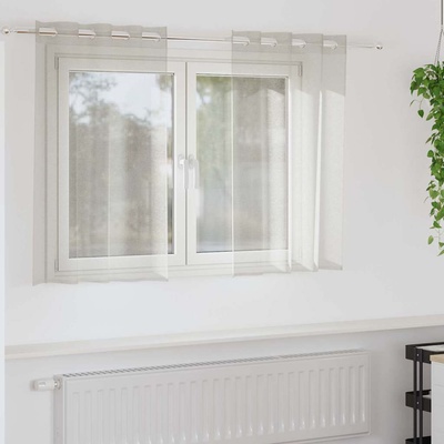 vidaXL Перде от воал С завеси 2 pcs Крем 140 x 140 cm Полиестер (4107987)
