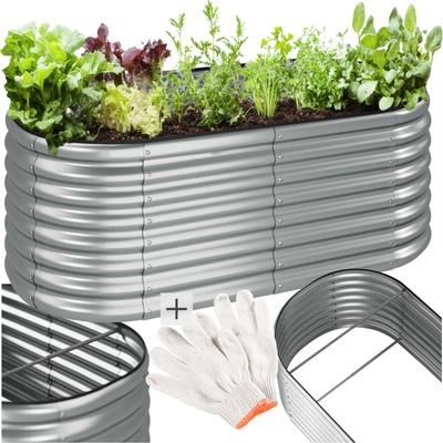 tectake 405628 vyvýšený záhon flormma pozinkovaný 160x80x60cm - stříbrná