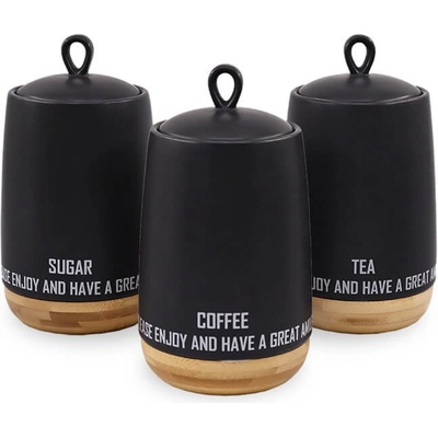 Maestro Комплект от 3 универсални съда с капак, maestro, керамични, черни (mr-20029-03cs) (mr-20029-03cs)