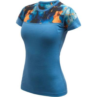 SENSOR MERINO IMPRESS dámske tričko kr.rukáv modrá/universe