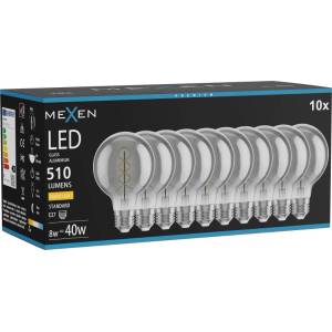 Mexen Vintis 10x крушка със спирала LED E27, G80, 8W, Топла - 2700K, 510 lm, опушена (L165-E27-0827-70x10)