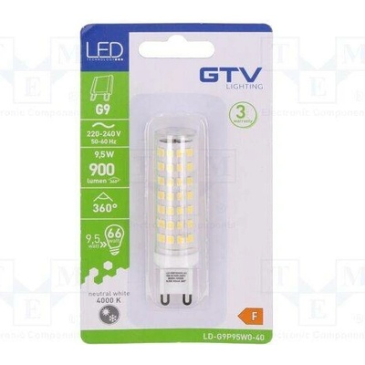 GTV Poland LD-G9P95W0-40 Žárovka LED bílá neutrální G9 230VAC 900lm 9,5W 360° 4000K