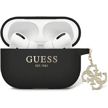 Guess Кейс Guess GUAP2LECG4K за AirPods Pro 2, черен, Liquid Silicone Glitter Triangle Charm (3666339171230)