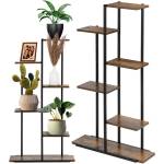 Sersimo 6 стелажа от метал и MDF, 60x20x113 см, черни и кафяви (GA0211)