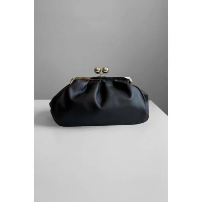 Itálie Kožené psaníčko Kiss Lock Clutch Black