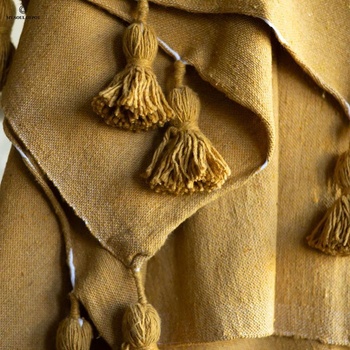 My Soul Depot Одеяло Мароко с пискюли / цвят горчица (ber047)