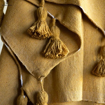 My Soul Depot Одеяло Мароко с пискюли / цвят горчица (ber047)