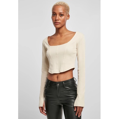 Urban Classics Дамска къса блуза с дълги ръкави в цвят екрю Urban Classics Corsage LongsleeveUB-TB5480-03680 - Екрю, размер L