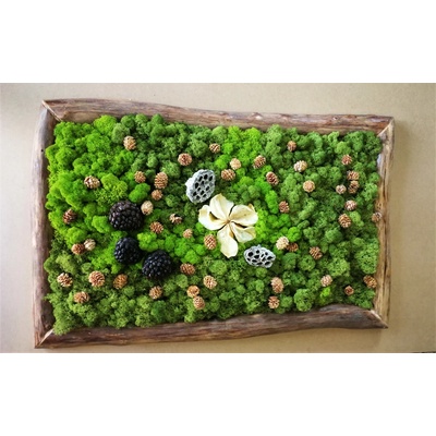 Machový obraz s kvetom a dekoráciami 40 cm x 80 cm
