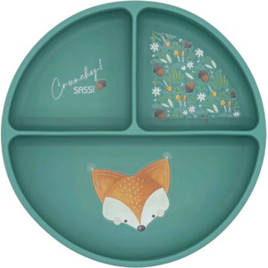 Sassi Силиконова чиния с вакуум Sassi - Crunchy The Fox, зелена (SSSI1662)
