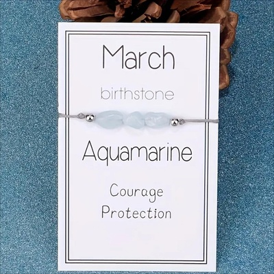 HARAHU Гривна с камък за месеца на раждане - Март / Аквамарин kp38768 (38768)