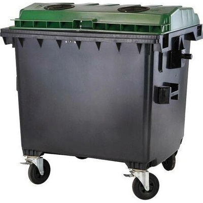 MEVA-TEC Plastový kontejner s plochým víkem 1100 l. sklo bez zámku