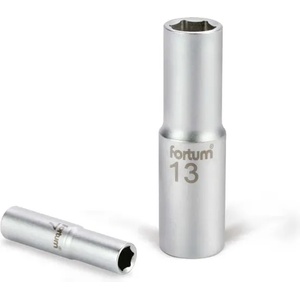 Fortum Фасунга, удължена, 1/4", 10 мм, 61CrV5, матов хром, дължина 50 мм