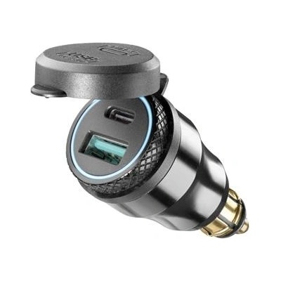 DIN adaptér Interphone s 1x USB a 1x USB-C výstupem pro motocykly, černý | Zboží Auto