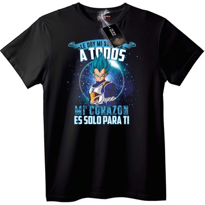 NOONEBRAND Тениска Vegeta: Сърцето ми е само за теб - XXS, Black