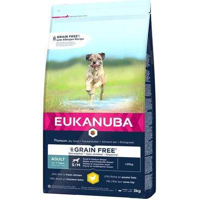 Eukanuba Adult Small Medium Breed Grain Free Chicken 2 x 3 kg