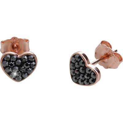 JSB černé se Swarovski Elements srdce Hematite 14644