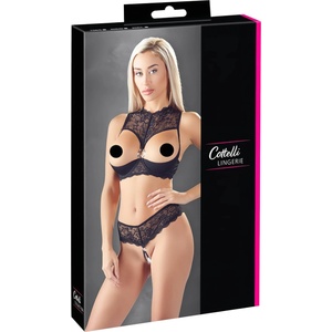 Cottelli Collection - отворен сутиен комплект - черен - 85B/L (22211871251)