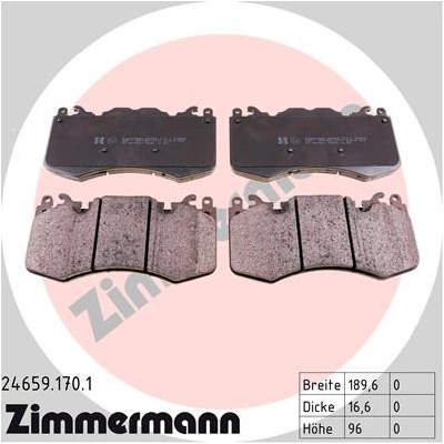 ZIMMERMANN Sada brzdových platničiek kotúčovej brzdy 246591701
