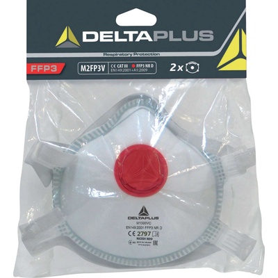 Delta Plus Респиратор delta m2fp3v / ffp3, с клапан, 2 броя в опаковка - бял (m2fp3v)