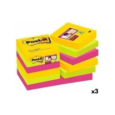 Post-it Комплект Залепващи се Бележки Post-it Super Sticky 47, 6 x 47, 6 mm Многоцветен (3 броя)