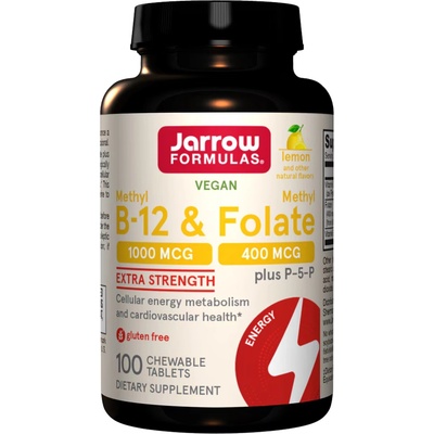 Jarrow Formulas Methyl B-12 1000 & Methyl Folate, 100 дъвчащи таблетки, Jarrow Formulas (8397)