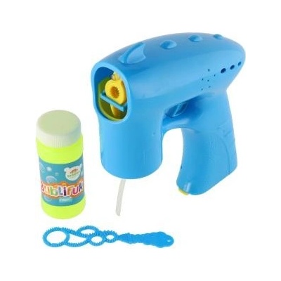 Bublifuk pistole modrá plast 13cm a náplň na baterie