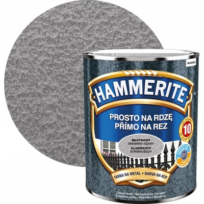 Hammerite přímo na rez, 0,70L, kladívkový stříbrošedý
