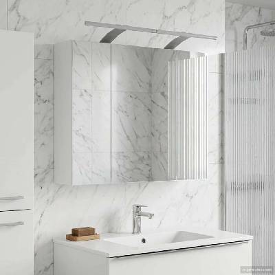 vidaXL Шкаф с огледало за баня Бяло 60 x 14, 5 x 50 см Инженерно дърво (889079)