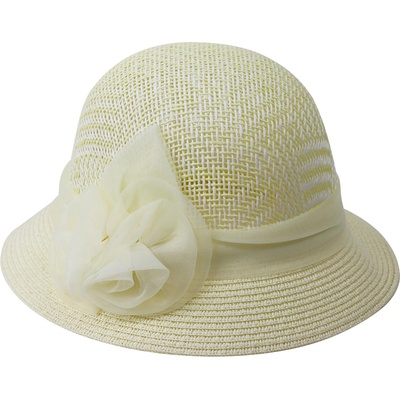 Biju Dámsky slamený klobúk s ozdobnou ružou 9001440-1 žltý