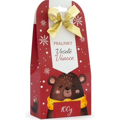 Selllot Italské kakaové pralinky Veselé Vánoce medvěd stříška s mašličkou 100 g