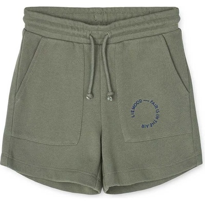 Liewood Детски памучен къс панталон Liewood в зелено с изчистен дизайн (LW17567)