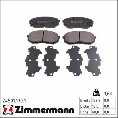 Sada brzdových destiček, kotoučová brzda ZIMMERMANN 24501.170.1 (245011701)
