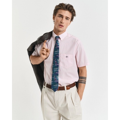 Gant Риза с къс ръкав Gant Regular Fit Classic Poplin Short Sleeve Shirt - Light Pink