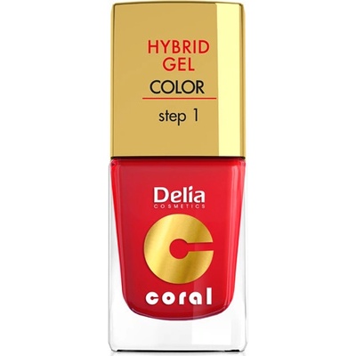 Delia Hybrid Coral Gel lak 01 červený 11 ml