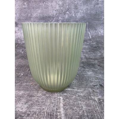 Skleněný zelený obal na průměr 12 cm s vyvýšeným dnem (Velmi elegantní a moderní obal)