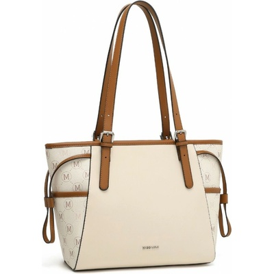 Miss Lulu elegantní kabelka s monogramovým vzorem béžovo hnědá LG2322-BG/BN